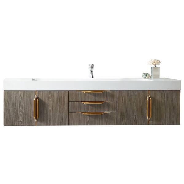 James Martin Vanities Mercer Island 72" Single Vanity, Ash Gray with Radiant Gold Hardware - Bed ...